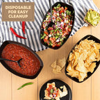 PLASTICPRO Disposable Oval Serving Bowls, Party Snack or Salad Bowl, 72-Ounce, Plastic (4, Black)