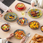 vancasso 24 Pieces Plates and Bowls Set, Bohemian Style Dinnerware Sets Service for 6, Porcelain Boho Dishes Set for Kitchen, Housewaring Gift, Dishwasher and Microwave Safe, Series KRVI