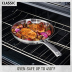 Calphalon Classic Stainless Steel Cookware Set, 10-Piece, Impact-Bonded Aluminum Base, Stay-Cool Handles, Oven Safe 450F, Silver