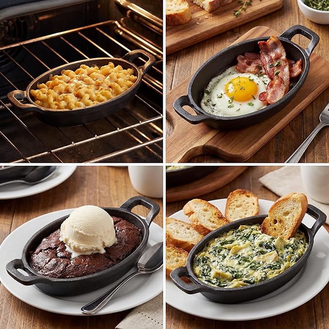 Uiifan 1 Piece Mini Cast Iron Skillet Set, Individual Serving Oven & Stovetop Pans for Baking, Roasting, Grilling & Appetizers for Parties, Restaurants & Home Kitchens