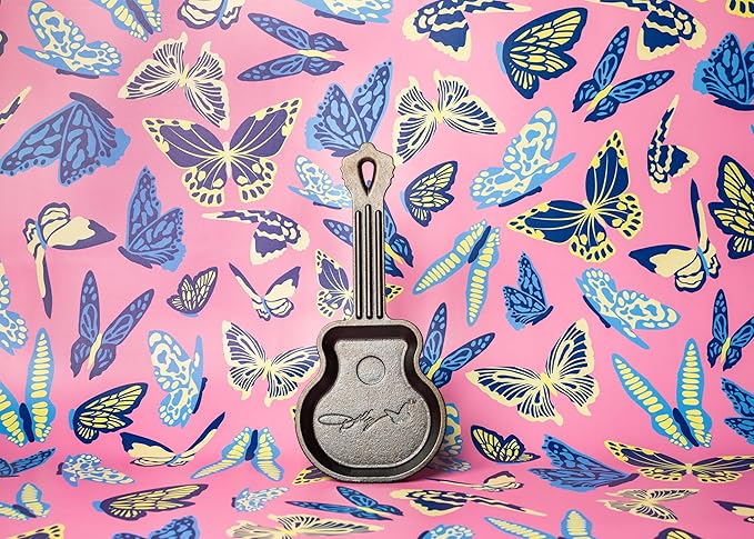 Lodge 4.5 Inch Dolly Parton Mini Rockstar Cast Iron Guitar Skillet - Hand Wash Only Collector’s Piece - Cast Iron Skillet for Single Serve or Decorative Use