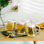 BTaT- Double-Walled Beer Mugs, 16 oz, 4 Pack, Double-Walled Glass with Handle, Insulated Beer Glasses, Drinking Glasses for Bar, Beverages, Alcohol, Water