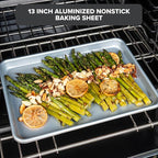 Viking Premium 13-Inch Nonstick Baking Sheet Pan, Made without PFAS, Heavy Gauge Aluminized Steel Cookie Sheet with Reinforced Iron Frame, Oven Safe to 475F