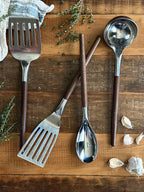 Salt & York 4-Piece Stainless Steel Cooking Utensil Set – Handcrafted Walnut Wood Handles, Mirror-Polished 18/8 Steel – Durable, Heat-Resistant Kitchen Tools & Premium Gift for Home Cooks