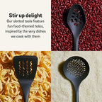 Meyer Everyday Nylon Tools/Cooking Utensils Set for Non Stick Cookware, 6 Piece: Slotted Turner, Solid Turner, Skimmer, Ladle, Slotted Spoon and Solid Spoon, Heat Resistant, Black with Gray Handles