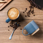GBhome 12 OZ Stackable Coffee Mugs Set of 6, Ceramic Coffee Mugs with Texture Patterns for Man,Woman,Dad,Mom, Modern Coffee Cups for Latte/Cappuccino/Cocoa. Dishwasher&Microwave Safe