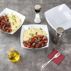Restaurantware Moderna 64 Ounce Fancy Plastic Bowls 10 Square Disposable Salad Bowls - Durable Heavy-duty White Plastic Bowls For Warm And Cold Foods