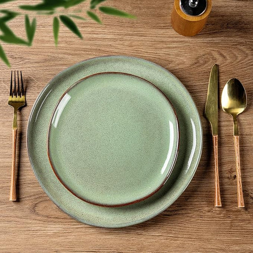 AmorArc Ceramic Dinnerware Sets,Handmade Reactive Glaze Stoneware Plates and Bowls Sets,Highly Scratch Resistant | Dishwasher & Microwave Safe Dishes Set,Service for 4 (12pc)