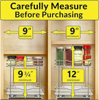 LYNK PROFESSIONAL® Pull Out Spice Rack Organizer for Inside Kitchen Cabinets - 8-3/8 inch Wide - Slide Out Drawer – Chrome Sliding Spice Organization for cabinet - Spice Racks - 2 Tier