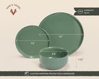 Vase and Vessel Ceramic Dinnerware Set, 12-Piece Service for 4, Round, Microwave and Dishwasher Safe, Cambridge Classics (Dusty Jade)