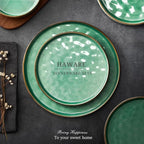 HaWare Dinnerware Sets, 18-Piece Plates and Bowls Set, Stoneware Dish Set for 6, Ceramic Dinnerware for Home Restaurant, Chip and Scratch Resistant, Microwave and Dishwasher Safe, Reactive Green