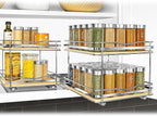 LYNK PROFESSIONAL® Élite™ Pull Out Spice Rack Organizer for Inside Kitchen Cabinets - 10-3/8 inch Wide - Slide Out Drawer – Wood/Chrome Sliding Spice Organization for cabinet - Spice Racks - 2 Tier