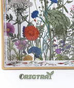 Serving Tray with Handles, Rectangular Plastic Tray 15.75x11.81 Inch, Wildflower, Butterflies & Hummingbirds Style Decorative Tray for Kitchen, Dining Table, Vanity, Office & Home