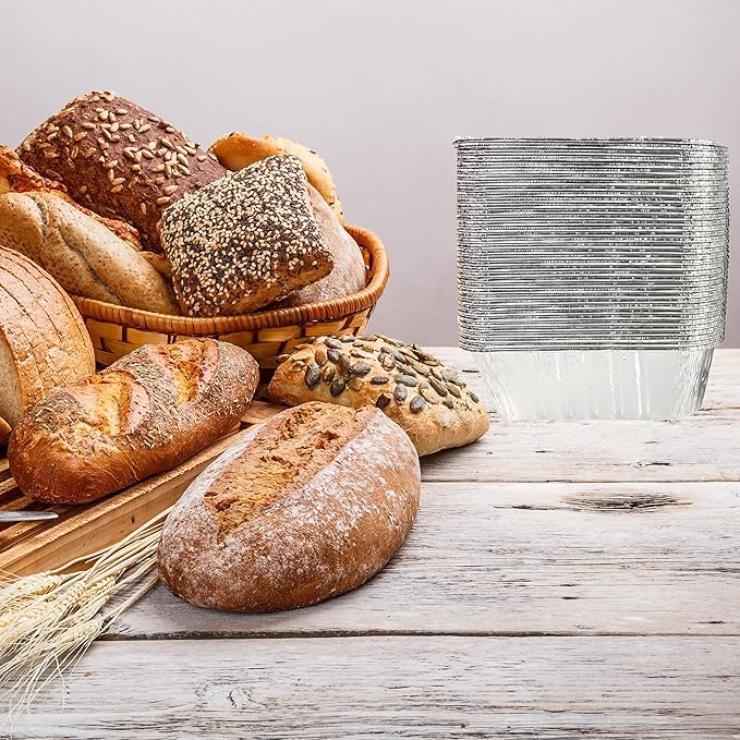 100 Pack 1Lb mini Loaf Pans Heavy Duty Disposable Aluminum Foil Bread Tins Standard Size 6" X 3.5" X 2.5" Oven Safe Sturdy Small Bread Tin Pans 1 Pound Loaf Pans