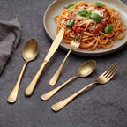 LIANYU 60 Piece Matte Gold Silverware Set for 12, Stainless Steel Gold Flatware Cutlery Set, Fancy Kitchen Utensil Tableware for Home Restaurant Party, Satin Finish, Dishwasher Safe