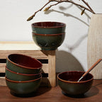 Pokini 5.5" Cereal Bowls & Dessert Bowls Set of 6-22 Oz Small Bowls for Kitchen-Ceramic Bowl for Cereal, Soup, Oatmeal, Salad, Ramen, Noodle, Rice, Yogurt-Dishwasher & Microwave Safe, Brown Green
