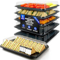 5 Pack Catering Trays with Lids – 15" Serving Tray with Lid, Heavy Duty Recyclable Plastic Party Platters for Catering, Buffet, Picnics & Events – Food Trays with Clear Lid (15.35 × 11.42 × 2.95 inch)