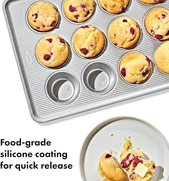 OXO Good Grips Non-Stick Pro Clear Coated Metal Bakeware 12 Cup Muffin Pan, Muffin Pan