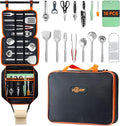 Portable Camping Cooking Utensils Set, Camp Kitchen Set with Organizer Bag, RV Essentials Outdoor Cooking Utensil Kit for Travel, Picnics, Camping, BBQs, Parties