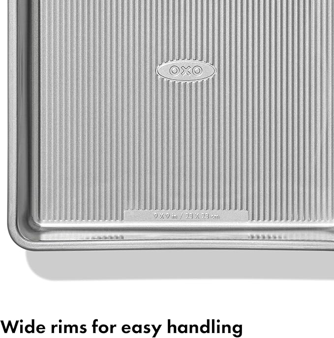 OXO Good Grips Non-Stick Pro Clear Coated Metal Bakeware Cake Pan 9 in Square, Baking Pan for Cakes, Brownies and Cookies