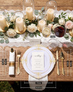 Nervure 350PCS Gold Plastic Plates - Gold Plastic Dinnerware Sets for 50 Guests - 100 Disposable Plates, 150 Silverware, 50 Cups, 50 Napkins for Wedding & Party