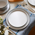 Melamine Dinnerware Sets, Dishware Sets for 4, 12 Pcs Plate and Bowl Set with Lipped Edges, Lightweight Dish Set for Camping,Dishwasher Safe,Good for Housewarming(Light Grey,White)