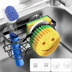 Cisily Smiley Sponge Holder for Kitchen Sink Caddy, Stainless Steel Movable Brush Holder Dish Cloth Hanger, Suction Cup Sink Caddy Organizer Accessories