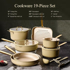 CAROTE 19Pcs Pots and Pans Set, Non Stick Induction Cookware Sets with Durable Cast Steel Handle, Oven-Safe Pots and Pans with Cooking Utensils, PFOS/PFOA Free, Dishwasher Safe, Aluminum