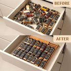 Spice Drawer Organizer - Expandable Spice Rack for Drawer, Black Seasoning Organizer for Drawer Spice Organizer, Spice Organization Seasoning rack insert for Cabinet (Jars Not Included)