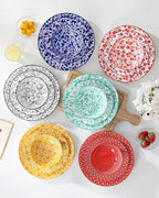 vancasso SELENE Plates and Bowls Set for 6, 18 Pieces Dinnerware Sets, Mircowave and Dishwasher Safe Dishes Set, Porcelain Muted Dinnerware