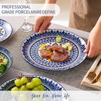 Bestone 12 Piece Round Kitchen Dinnerware Sets,Plates and Bowls sets,Dishes, Plates, Bowls, Dish Set，Plates and Bowls,Service for 4, Chip Resistant Porcelain ， Blue