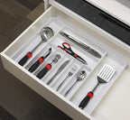 Simple Houseware Expandable & Adjustable Cutlery Drawer Organizer - Large Utensil and Flatware Tray for Kitchen Drawers, White