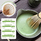 Joyscale Matcha Whisk Set, Matcha Set Whisk And Bowl, 8 Pcs Matcha Kit Set(Texture Design), 16 OZ, Japanese Matcha Tea Set, Matcha Making Kit Gifts for Tea Lovers(Mottled Green)