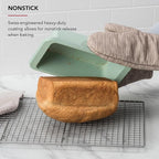 KitchenAid Nonstick Swiss Engineered Aluminized Steel Loaf Pan, Dishwasher Safe, 9 x 5 Inch, Ink Pistachio