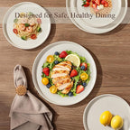 AmorArc Ceramic Dinnerware Set for 8 | Speckled Stoneware Plates and Bowls with Rustic Terracotta Underside| Scratch Resistant,Dishwasher & Microwave Safe Dishes Sets- 24pcs
