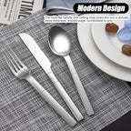 20Pcs Heavy Duty Silverware Set for 4, Scentlate Premium Stainless Steel Flatware with Unique Handle, Mirror Polished Modern Cutlery Utensils, Rust-Proof Dishwasher Safe Forks Spoons Knives