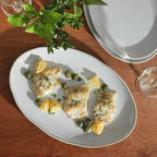 Gibson Elite Sandy Pines 3 Piece Oval Platter Set, 15.7”, 13.75” & 12” Stoneware Serving Platters, Reactive Glaze Finish, Taupe, Microwave & Dishwasher Safe