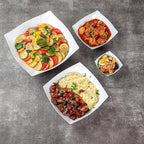 Restaurantware Moderna 64 Ounce Fancy Plastic Bowls 10 Square Disposable Salad Bowls - Durable Heavy-duty White Plastic Bowls For Warm And Cold Foods