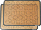 Amazon Basics Silicone Baking Mat for Macarons, Non-Stick, Food Safe, Reusable, Oven-Safe, 16.5" x 11.6", Beige/Gray, 2-Pack