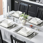 MALACASA Plates and Bowls Sets, Square Dinnerware Sets for 6 (30pcs), Series Blance