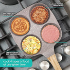 Modern Innovations Dove Gray 4 Cup Nonstick Pan Omelette Mini Pancake Pan for Stove Top Gas and Electric Small Skillet Breakfast Maker
