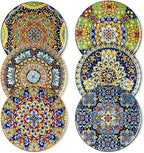 vancasso Dinner Plates Set of 6-10.5 Inch Ceramic Plates, Microwave, Oven and Dishwasher Safe, Colorful Bohemian Style Dishes for Kitchen
