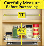 LYNK PROFESSIONAL® Élite™ Pull Out Spice Rack Organizer for Inside Kitchen Cabinets - 10-3/8 inch Wide - Slide Out Drawer – Wood/Chrome Sliding Spice Organization for cabinet - Spice Racks - 1 Tier
