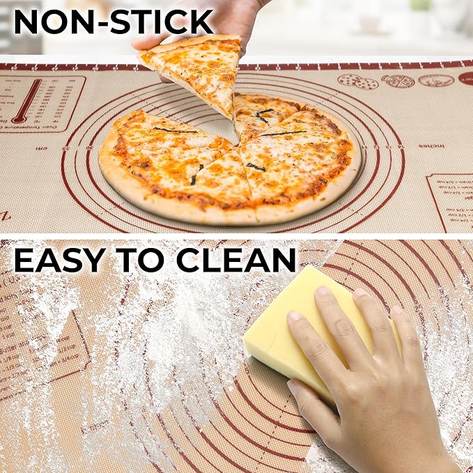 Zulay Kitchen Silicone Baking Mat Sheet - Reusable Silicone Baking Sheet - Easy & Convenient Nonstick Baking Supplies - Mats for Baking - Oven Safe - Extra thick 0.7mm, 26"x16" (Light Red)