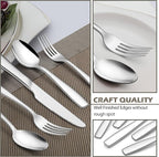20-Piece Heavy Duty Silverware Set for 4, E-far Stainless Steel Flatware Cutlery Set, Thick Metal Tableware Eating Utensils Include Forks Spoons Knives, Square Edge & Mirror Polished, Dishwasher Safe