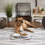 Bone Dry Pet Bowl Collection Ceramic Set, Medium, Marble, 2 Count White