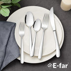 E-far Heavy Duty Silverware Set for 4, 20-Piece Stainless Steel Flatware Cutlery Set, Heavy Weight Metal Tableware Eating Utensils for Home Restaurant Weddings, Mirror Polished & Dishwasher Safe