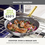 GreenPan Hybrid 8” Nonstick Stainless Steel Frying Pan Skillet, APEX Tri-Ply Thermobond PFAS-Free Ceramic Cookware, Induction & All Cooktop Compatible, Oven Temp to 850°F, Dishwasher Safe, Gold
