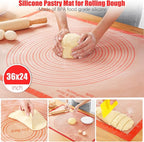 Silicone Pastry Mat 36x24 Inch Extra Large Baking Mat, Nonstick Kitchen Counter Kneading Board, Perfect for Dough, Pastry, Dough Rolling, Fondant, Pie Crust, Fondant, Cookies, Bread, Pasta, Pizza
