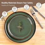 LeRatio Ceramic Dinnerware Sets for 4,Porcelain Plates and Bowls Sets, Reactive Glaze Dishes Set,Chip Resistant and Scratch Resistant | Oven&Dishwasher & Microwave Safe,Service for 4-Green&Black